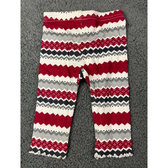 Gymboree Baby Girls Knit Leggings 6-12 Months Red & Gray Zigzag Pattern Holiday - Picture 2 of 5